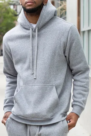 Men's Heather Grey Fleece Pullover Hooded Sweatshirt