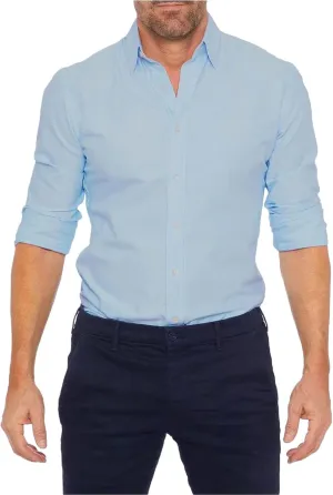 Mens Hidden Zipper Dress Shirt Long Sleeve Faux Button Slim Fit Wrinkle Resistant Suit Shirt Office Wedding Formal Top
