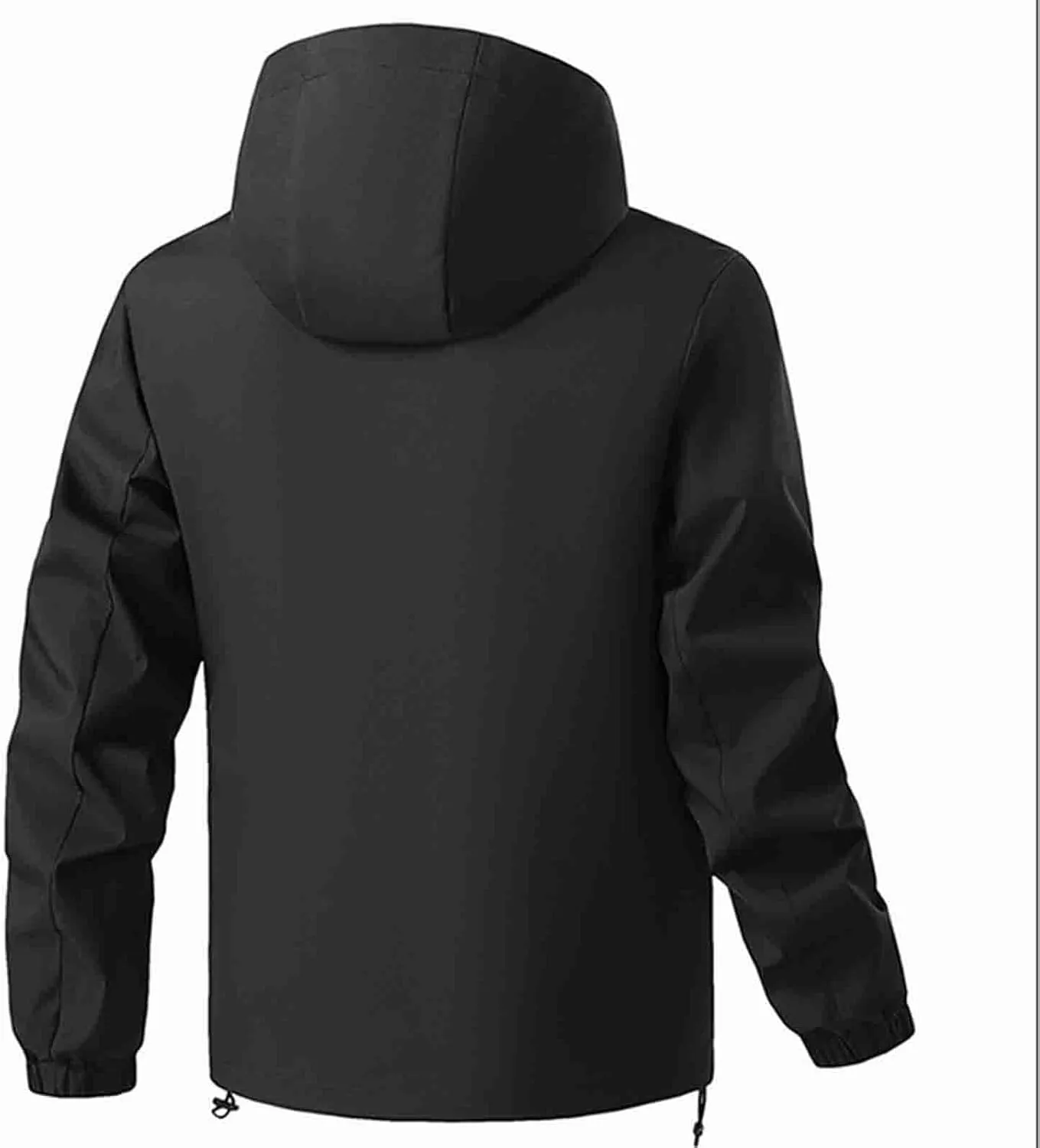 Mens Hooded Outdoor Rain Jacket Male Zipper Long Sleeve Raincoat 2024 Fall Fashion Waterproof Windbreaker with Pocket
