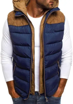 Men's Hooded Puffer Vest Sleeveless Zip Up Padded Jackets Coat Light Quilted Gilet Plus Size Cropped Puffer Vest