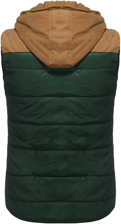 Men's Hooded Puffer Vest Sleeveless Zip Up Padded Jackets Coat Light Quilted Gilet Plus Size Cropped Puffer Vest