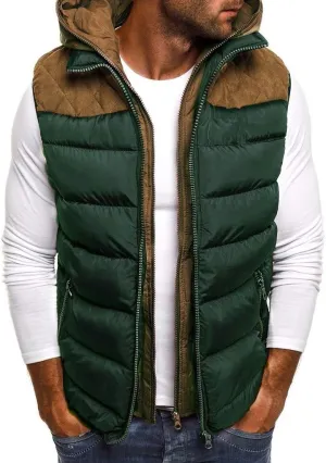 Men's Hooded Puffer Vest Sleeveless Zip Up Padded Jackets Coat Light Quilted Gilet Plus Size Cropped Puffer Vest