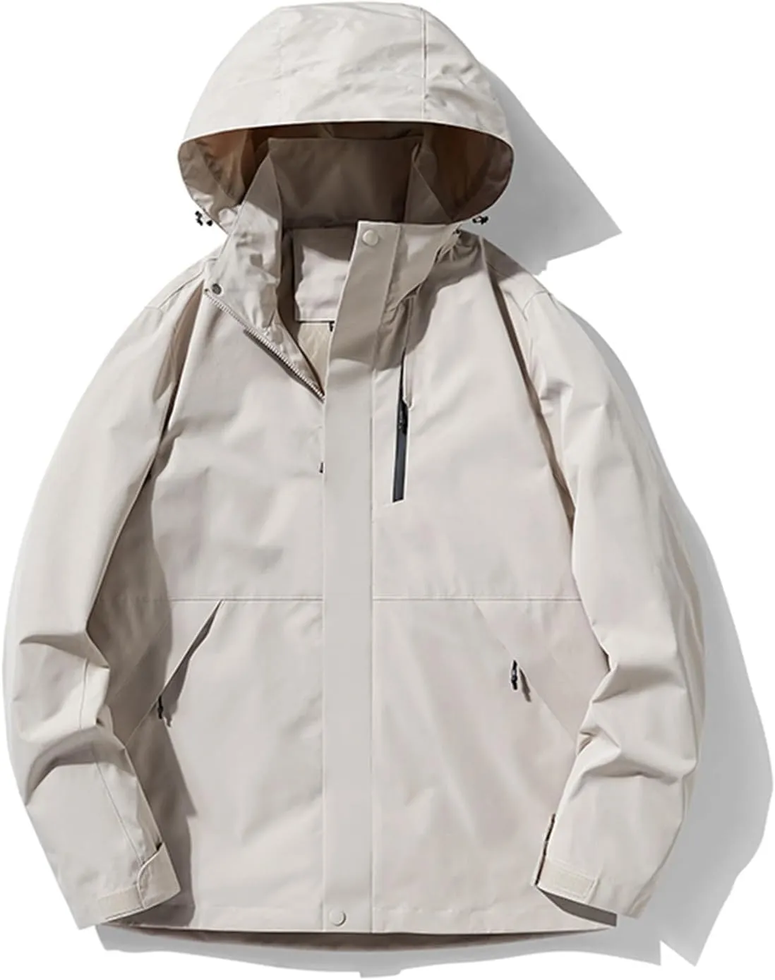 Men's Hooded Softshell Rain Jackets Lightweight Waterproof Windbreaker Zip Up Pockets Raincoats For Outdoor Hiking