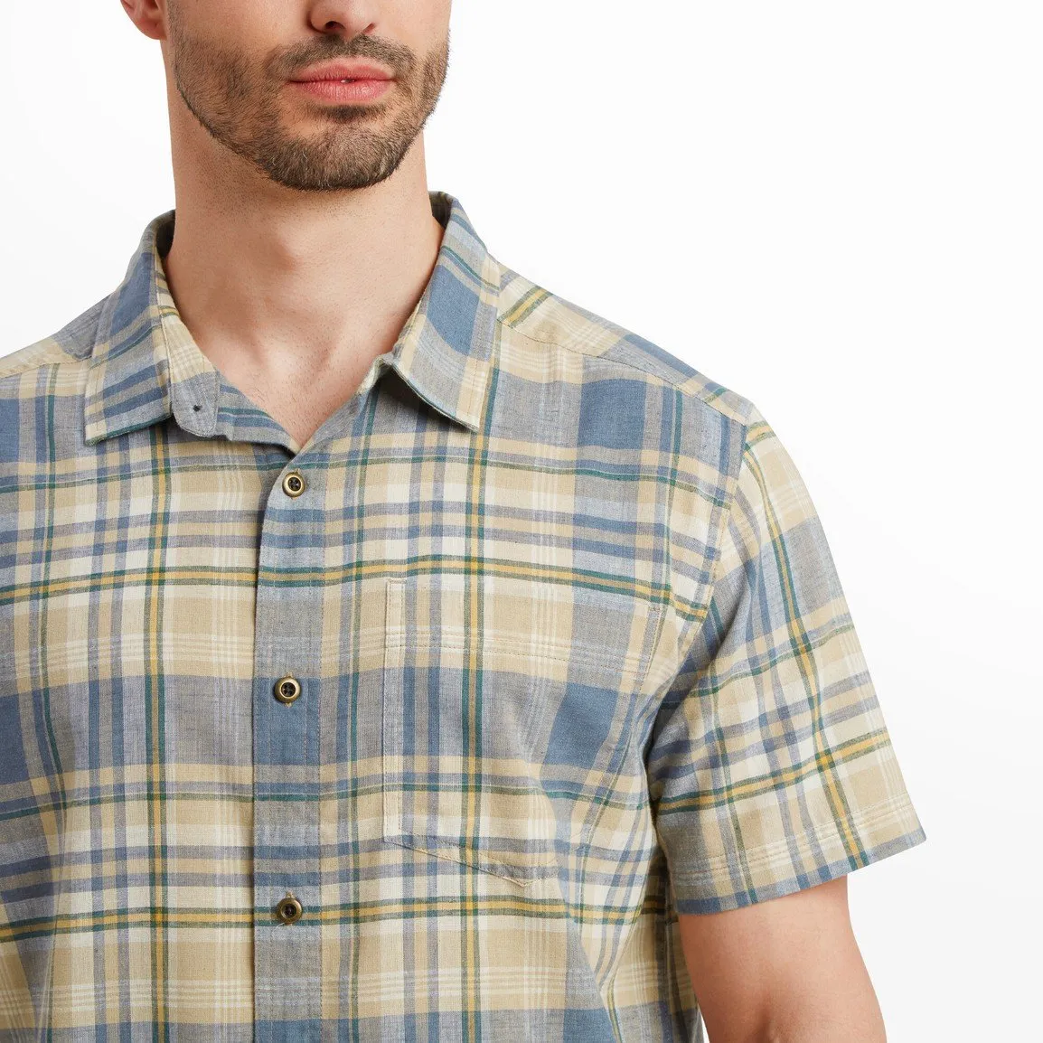 Men's Hosh Plaid Short-Sleeve Shirt - Bardiya Sand