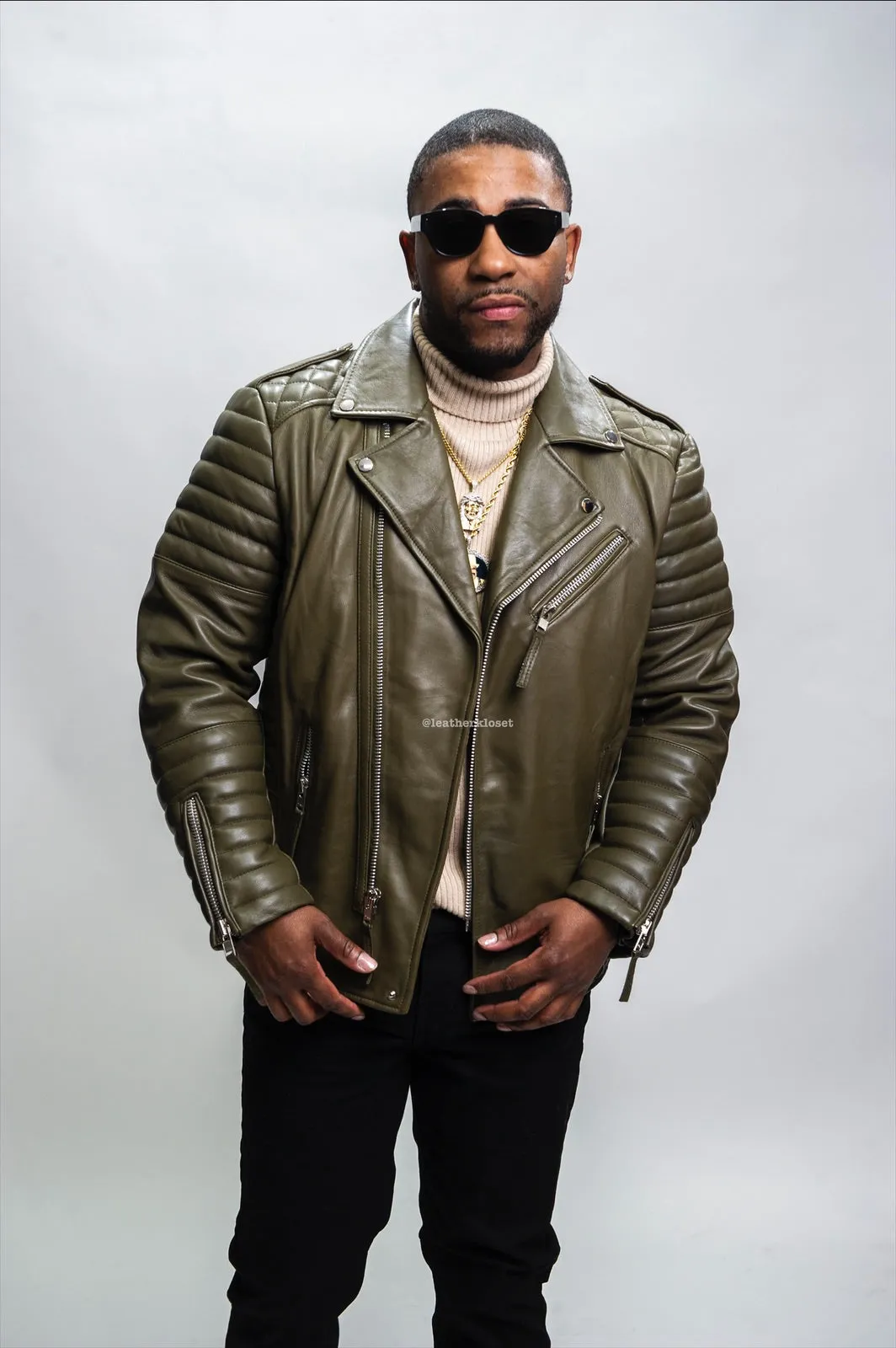 Men's Jay Biker Jacket Olive Green
