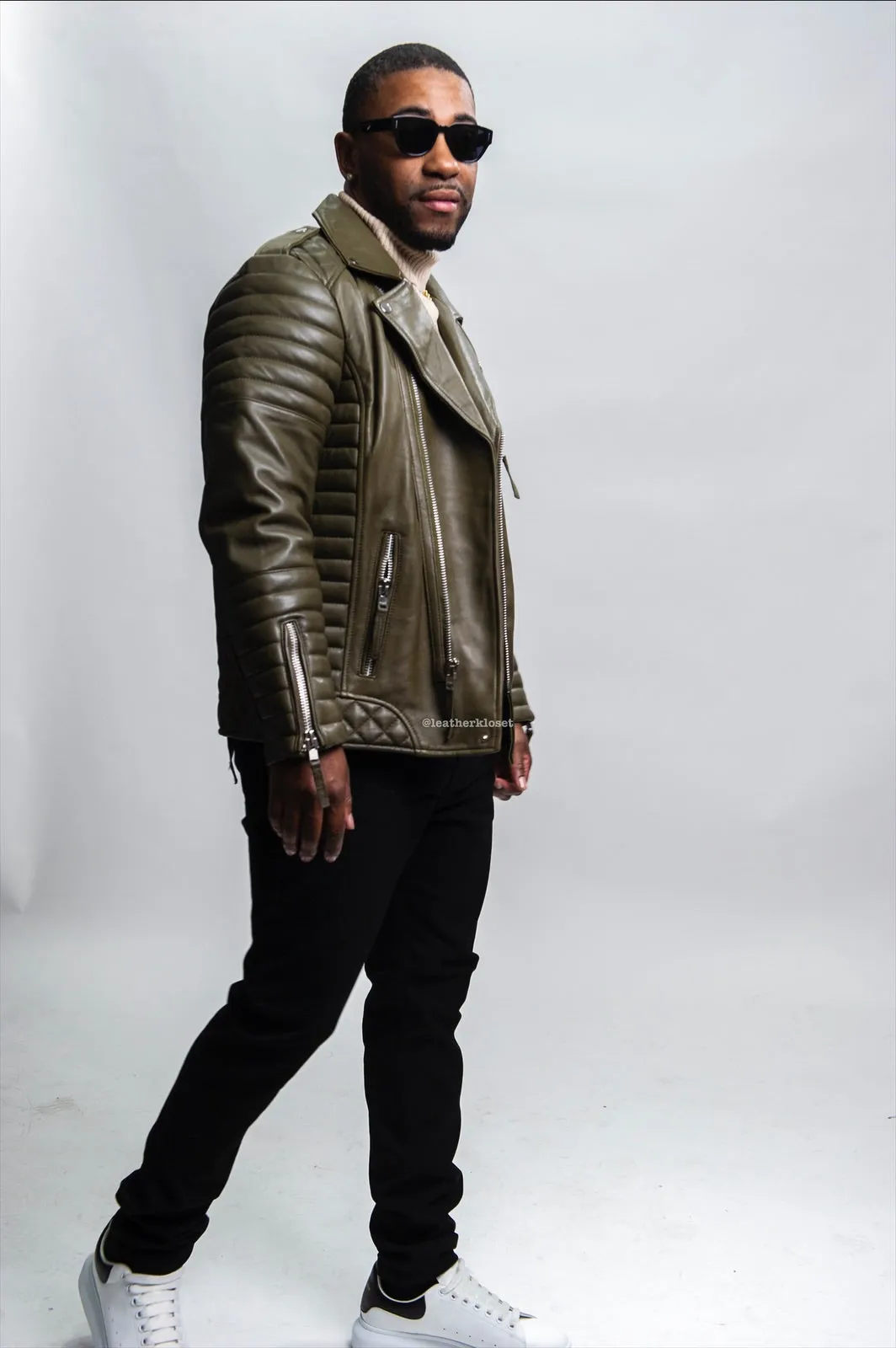 Men's Jay Biker Jacket Olive Green