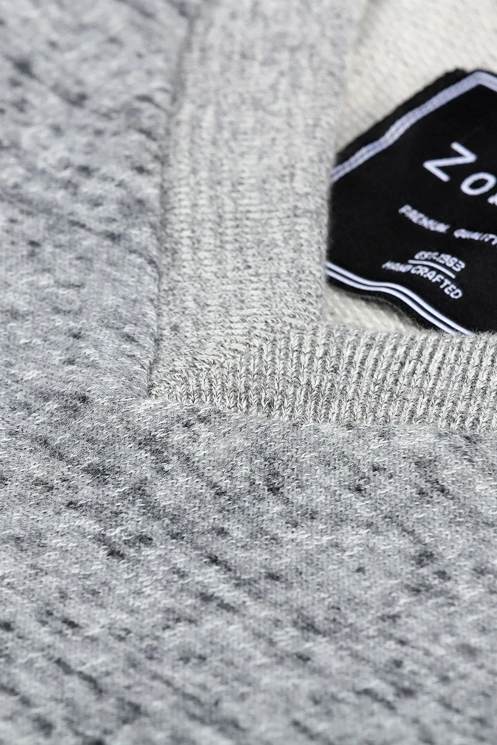 Men's Knit Sports Grey V-Neck Sweatshirt