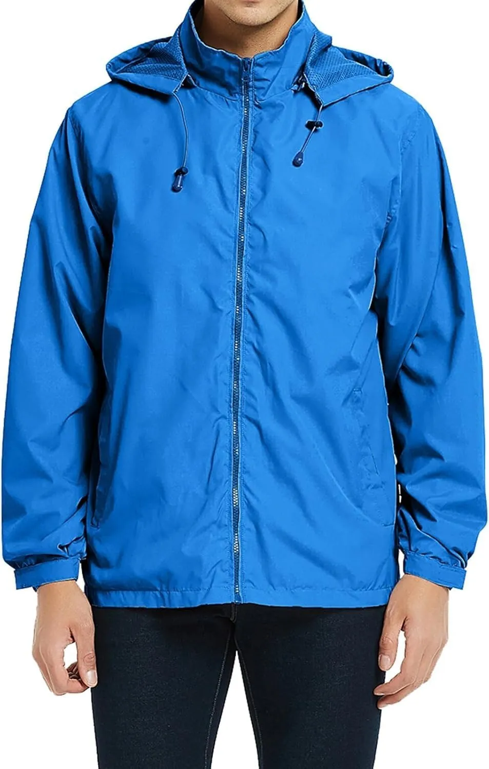 Mens Lightweight Rain Jacket Windbreaker Waterproof Hooded Windbreaker Jacket with Pockets
