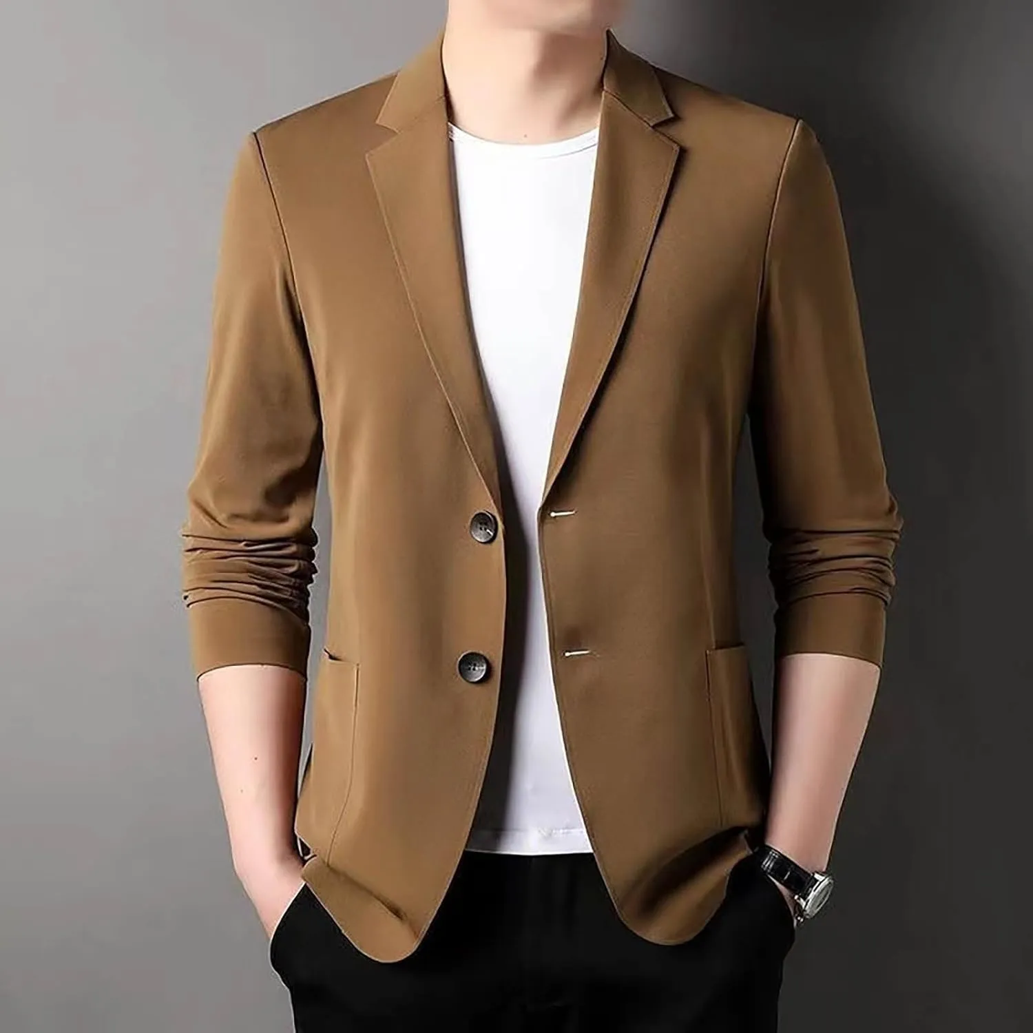 Mens Lightweight Thin Coats Slim Fit Casual One Button Blazers Summer Fall Breathable Sport Coats Formal Suit Jackets