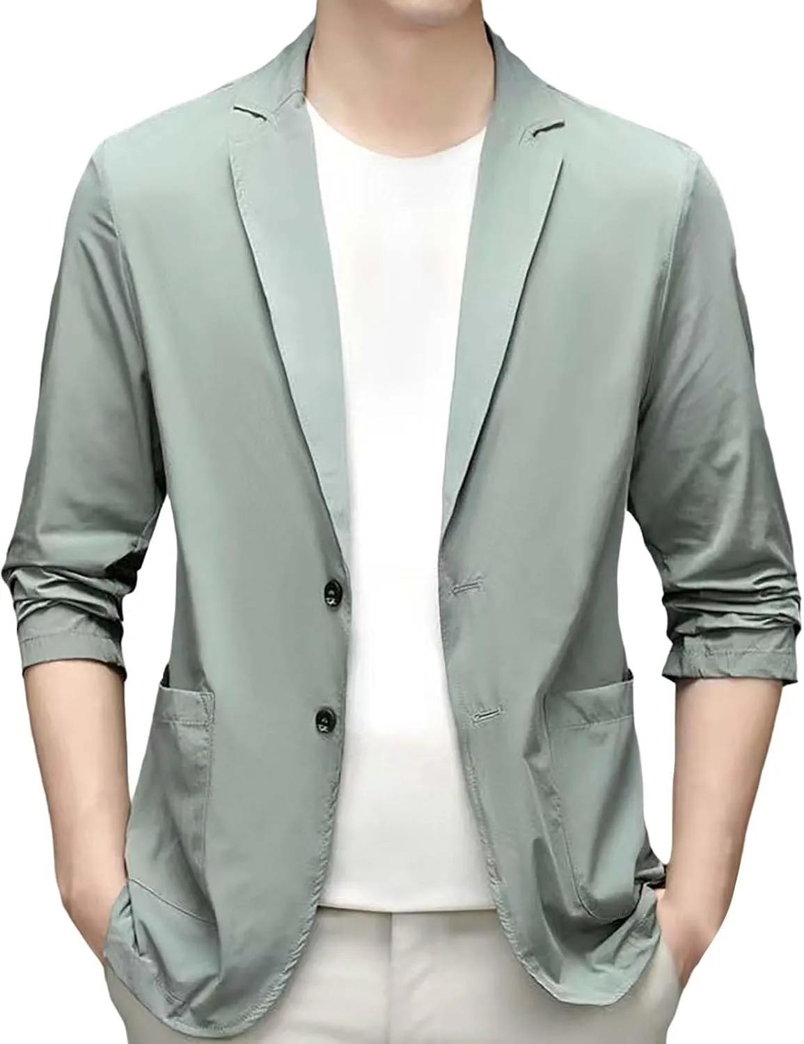 Mens Lightweight Thin Coats Slim Fit Casual One Button Blazers Summer Fall Breathable Sport Coats Formal Suit Jackets
