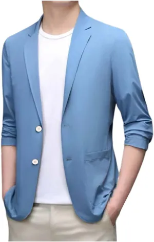 Mens Lightweight Thin Coats Slim Fit Casual One Button Blazers Summer Fall Breathable Sport Coats Formal Suit Jackets
