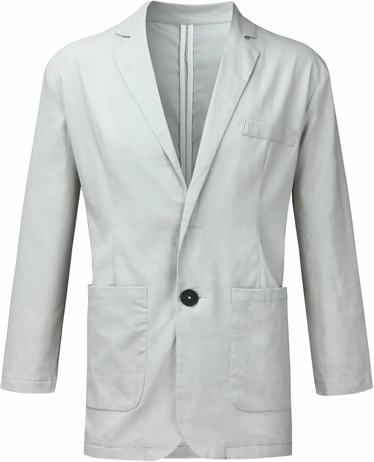 Men's Linen Cotton Casual Suits Blazer Jackets One Button Big and Tall Solid Lightweight Work Business Sports Coats