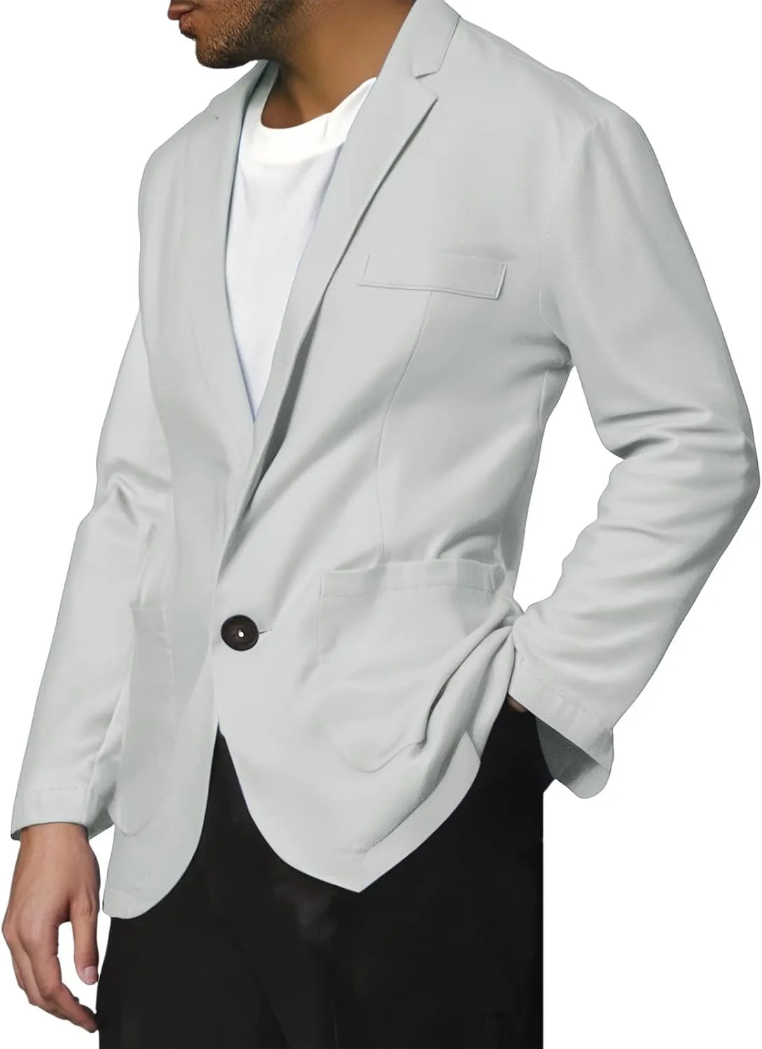 Men's Linen Cotton Casual Suits Blazer Jackets One Button Big and Tall Solid Lightweight Work Business Sports Coats