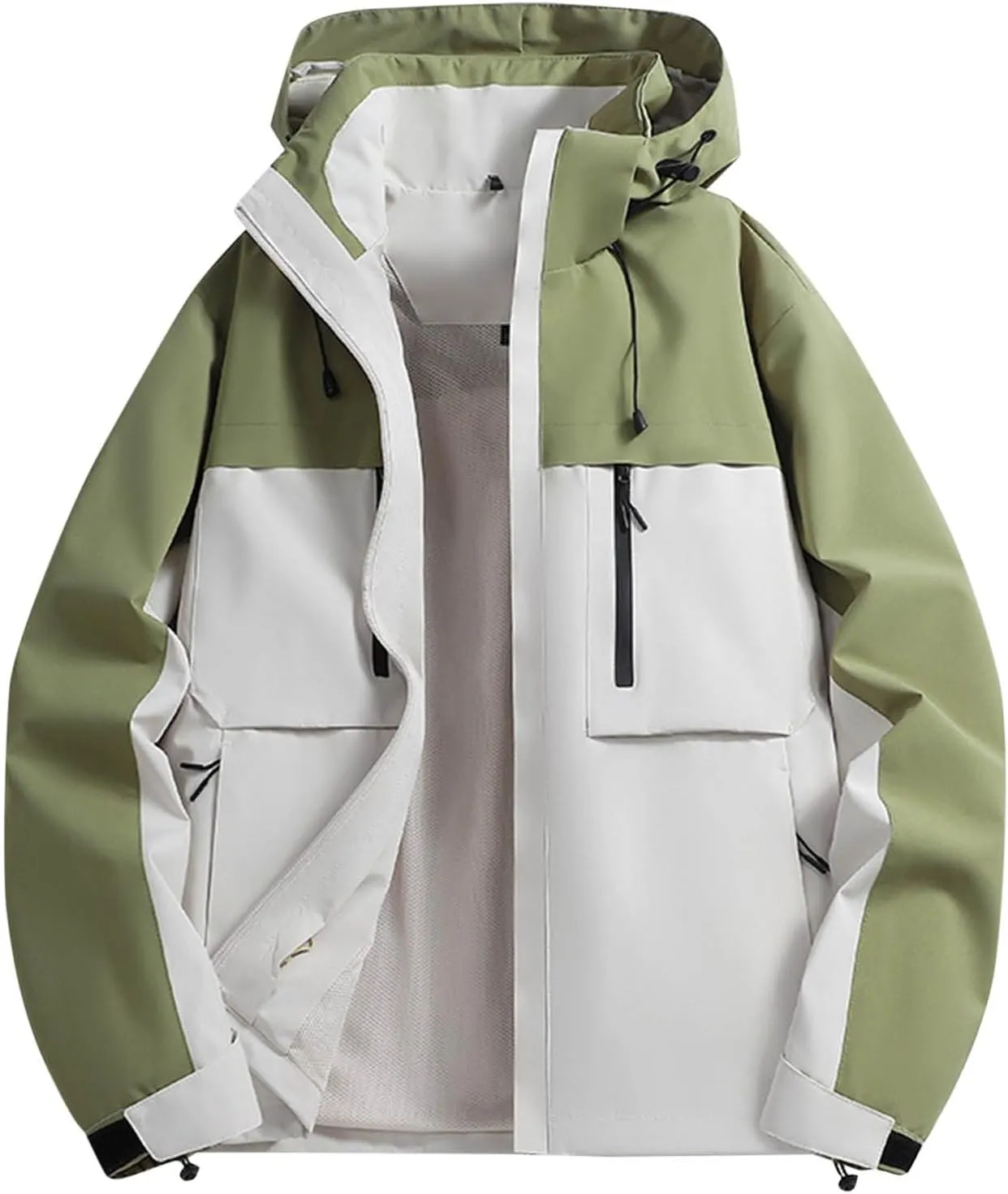 Men's Outdoor Sports Rain Jacket Hooded Windbreaker Lightweight Softshell Jackets Waterproof Rain Coats with Pockets
