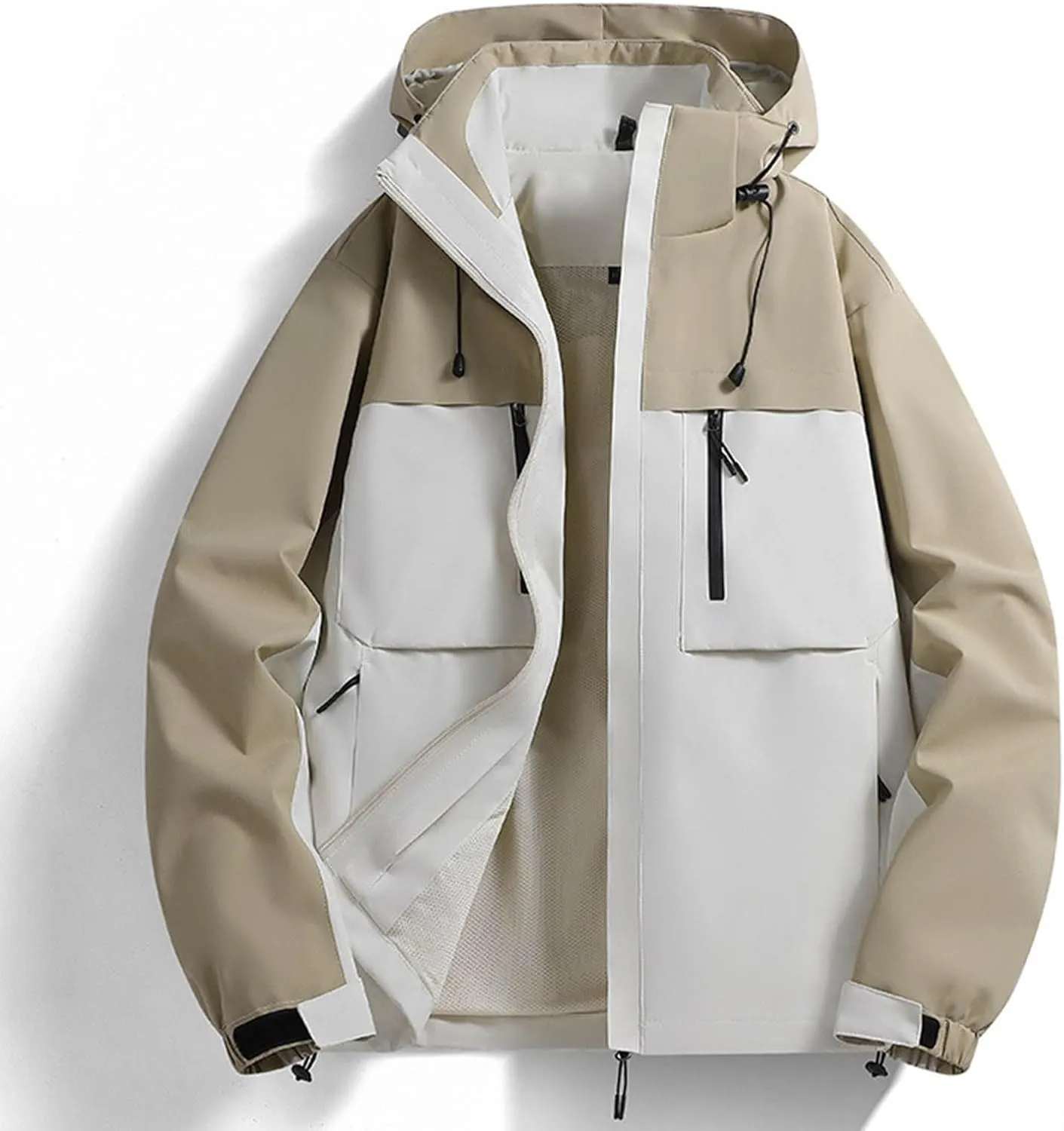 Men's Outdoor Sports Rain Jacket Hooded Windbreaker Lightweight Softshell Jackets Waterproof Rain Coats with Pockets