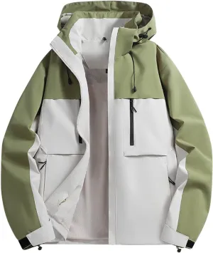Men's Outdoor Sports Rain Jacket Hooded Windbreaker Lightweight Softshell Jackets Waterproof Rain Coats with Pockets