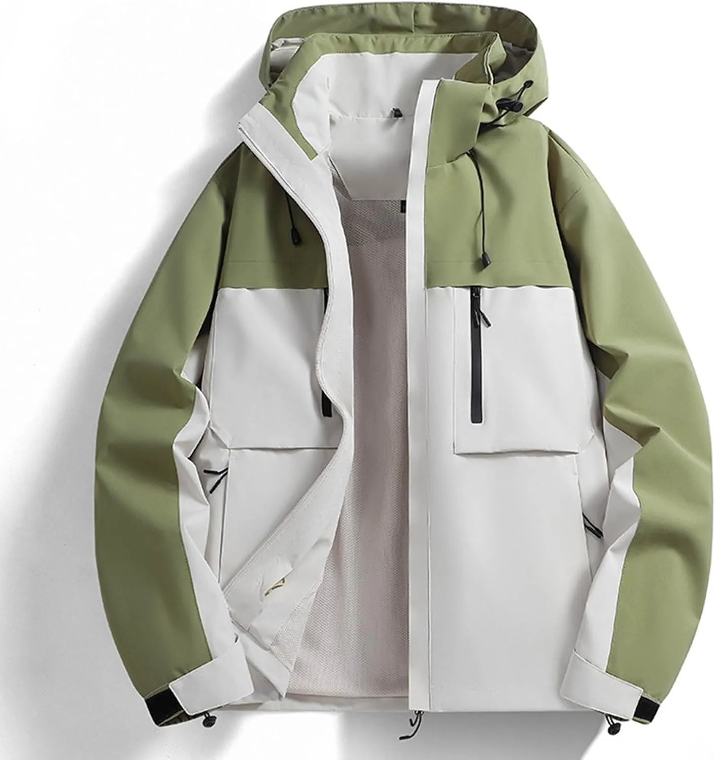 Men's Outdoor Sports Rain Jacket Hooded Windbreaker Lightweight Softshell Jackets Waterproof Rain Coats with Pockets