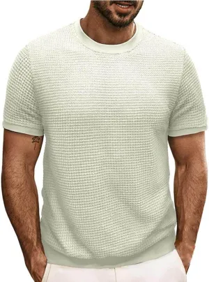 Men's Oversized Cotton Shirt Short Sleeve Crew Neck Cotton Tshirts Casual Summer T Shirts Classic Basic Tees