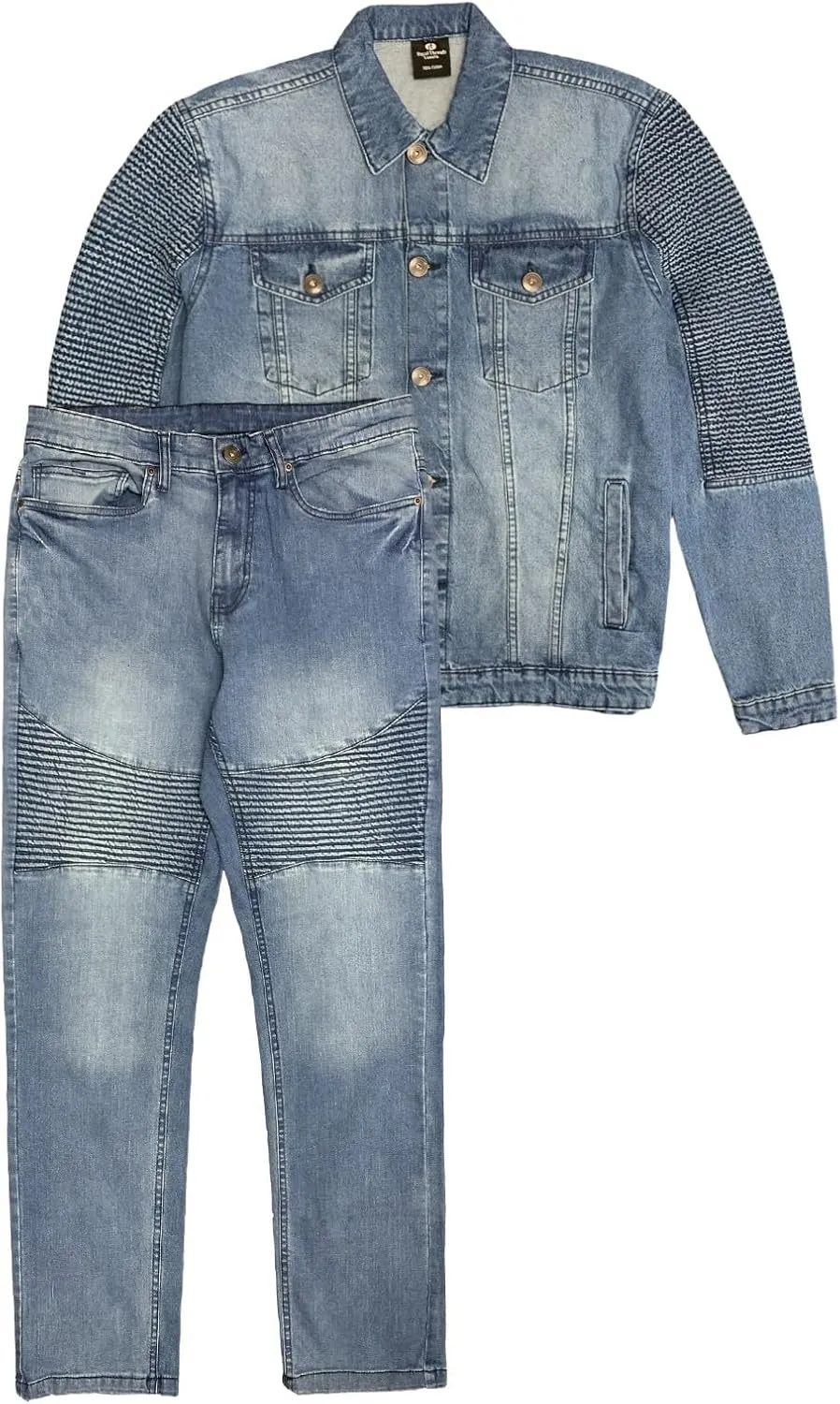 Men’s Premium Denim Jean Suit Standard Cut Biker Jacket With Slim Fit Biker Pants