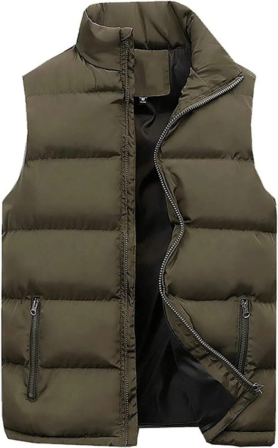 Men's Puffer Down Jackets Quilted Alternative Vest Jacket Full Zip Casual Coat Thick Windbreaker Outwear, XXXL-6XL