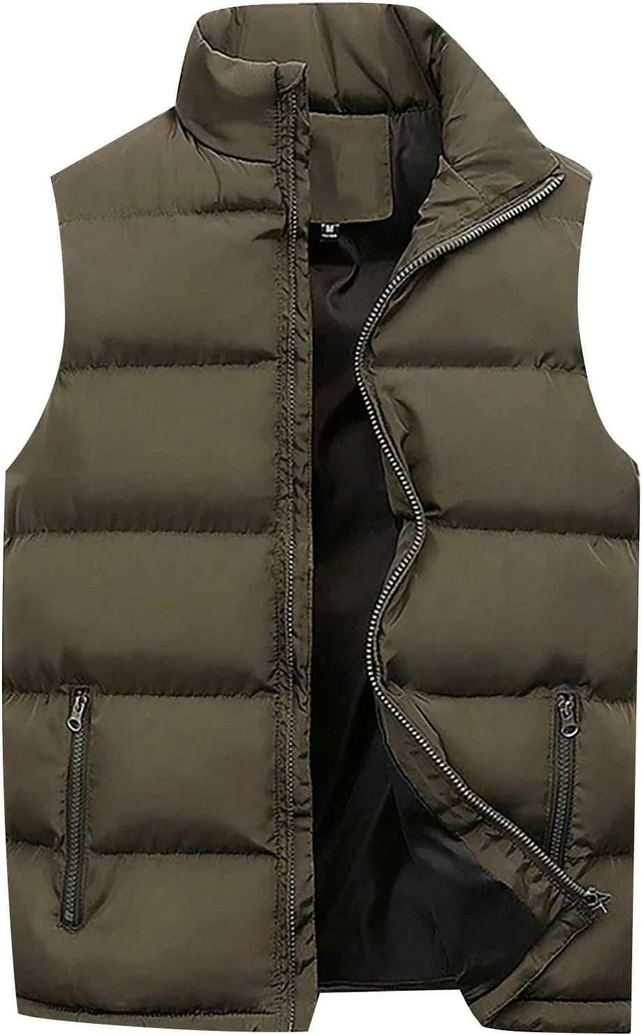 Men's Puffer Down Jackets Quilted Alternative Vest Jacket Full Zip Casual Coat Thick Windbreaker Outwear, XXXL-6XL