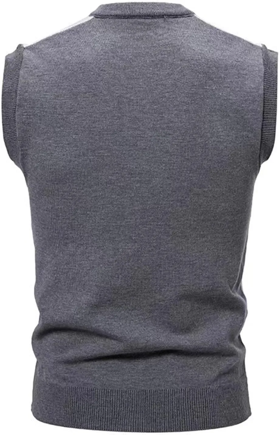 Men's Pullover Sweater Vest Sleeveless V-Neck Slim Fit Color Blocks Argyle Sweaters Vests Winter Warm Waistcoat