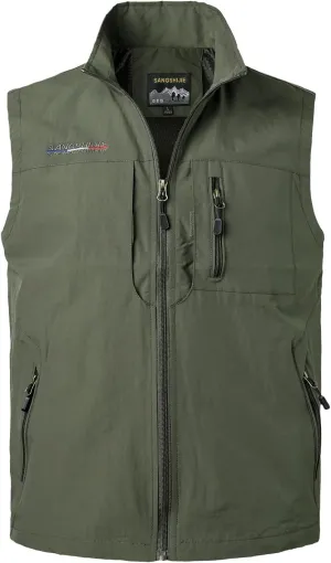 Mens Quick Dry Fishing Vests Lightweight Sleeveless Jackets with Zipper Pockets for Travel Hiking