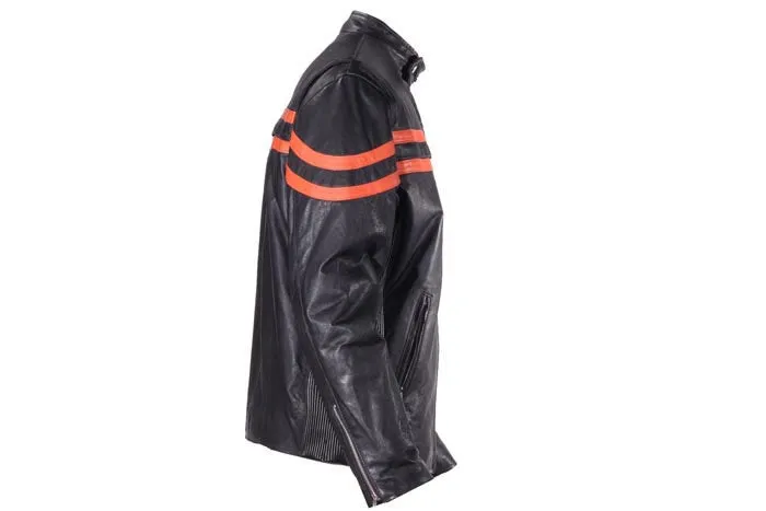 Mens Racer Jacket with Orange Stripes