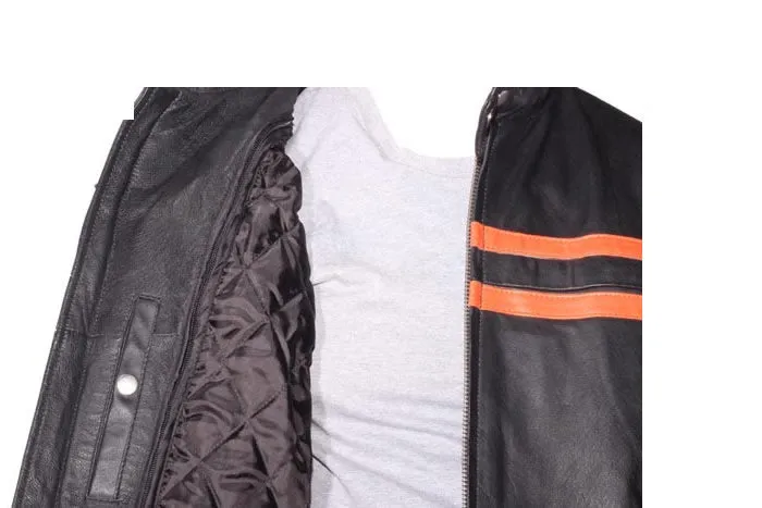 Mens Racer Jacket with Orange Stripes