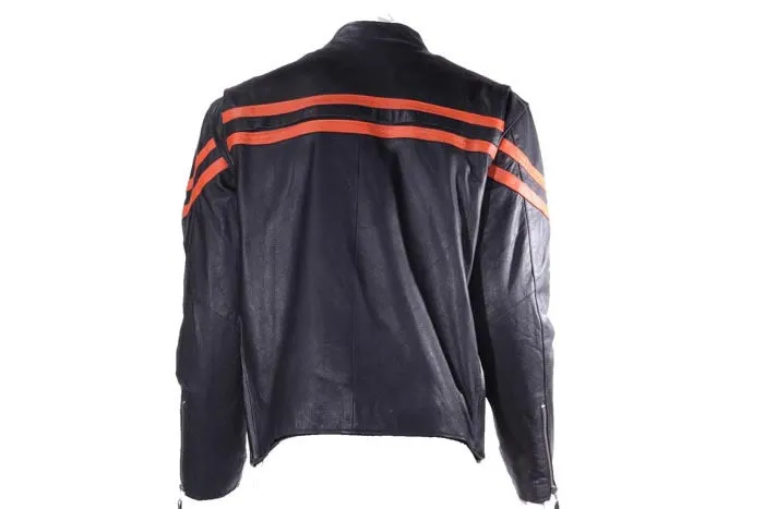 Mens Racer Jacket with Orange Stripes