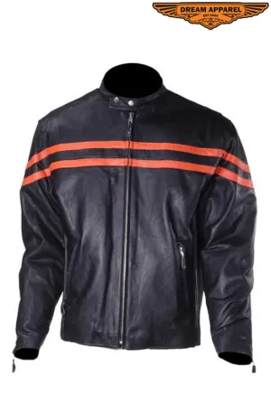Mens Racer Jacket with Orange Stripes