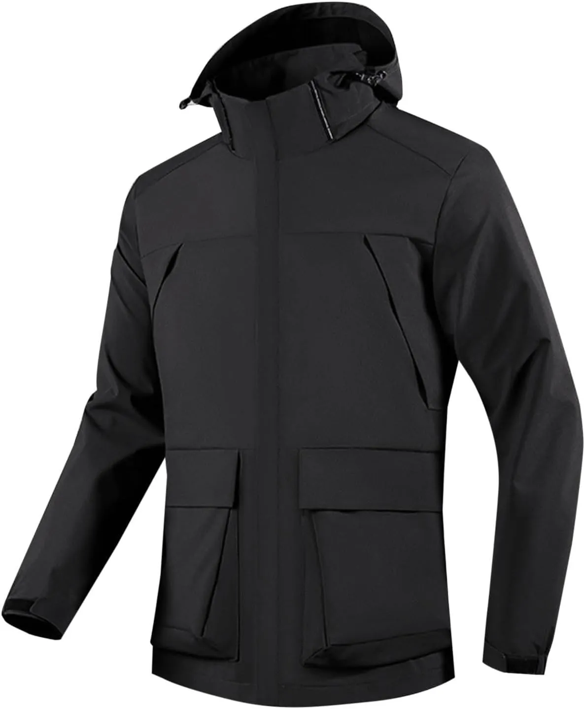 Men's Rain Jacket Lightweight Casual Spring Fall Windbreaker Zip Up Raincoat with Pocket Waterproof Hooded Jackets