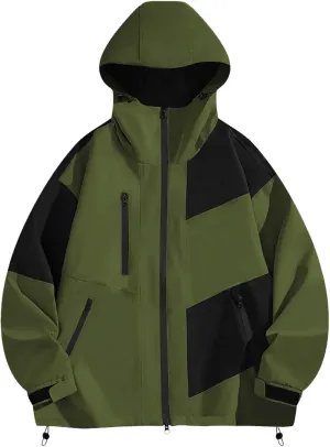 Men's Rain Jacket Waterproof Hooded Hiking Windbreaker Outdoor Performance Softshell Jacket Raincoats With Pockets