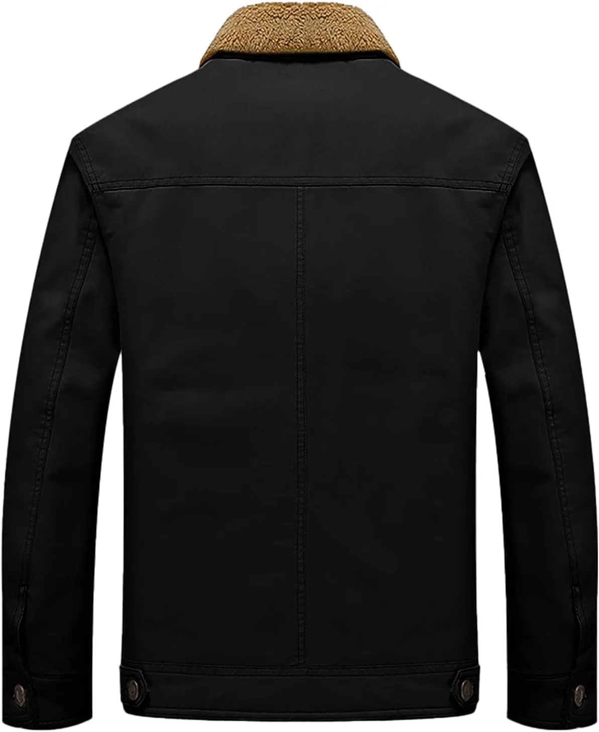 Men's Sherpa Lined Trucker Jacket Lapel Cotton Cargo Jacket Casual Button Jackets Warm Winter Parka Thickening Coats