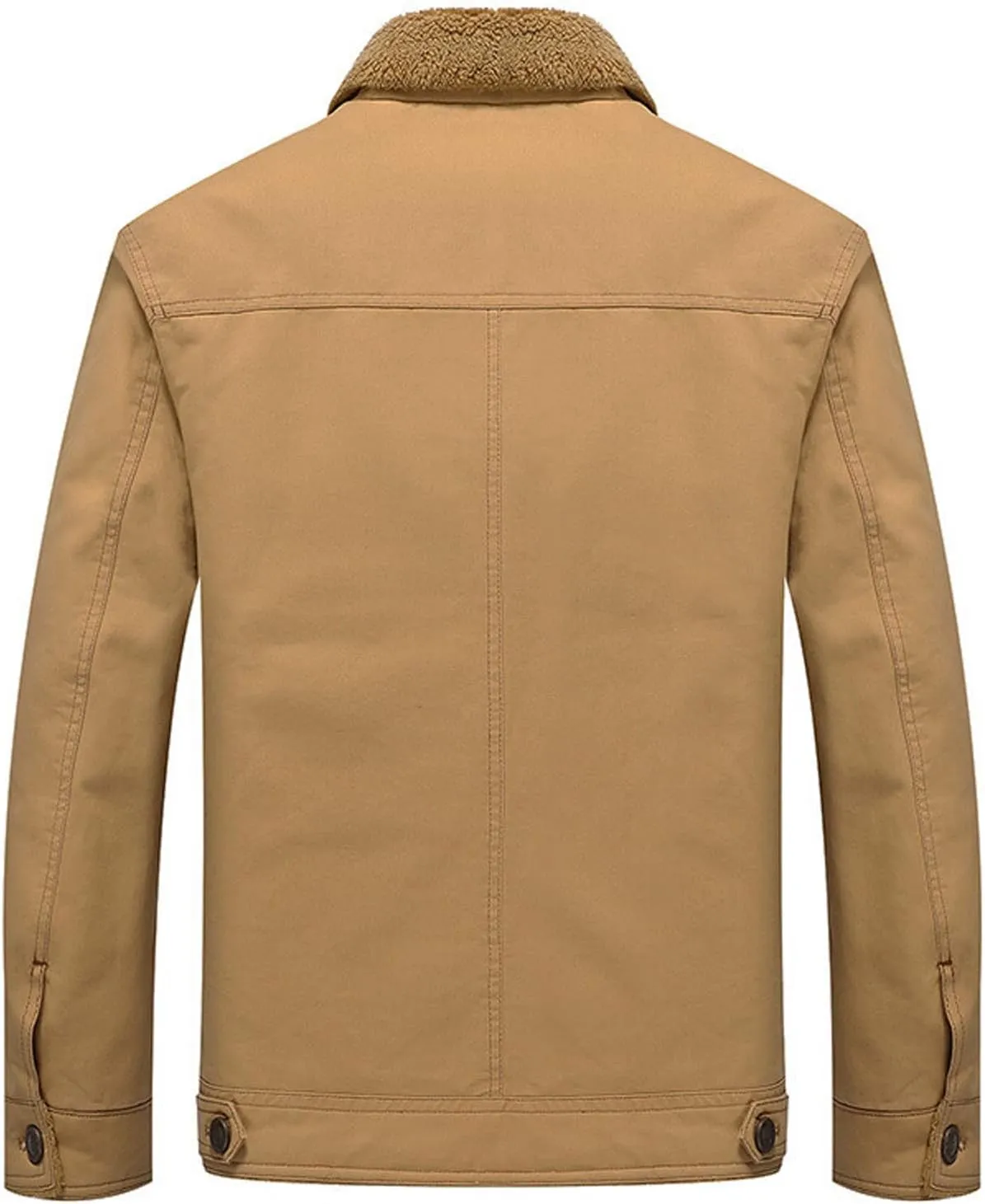 Men's Sherpa Lined Trucker Jacket Lapel Cotton Cargo Jacket Casual Button Jackets Warm Winter Parka Thickening Coats