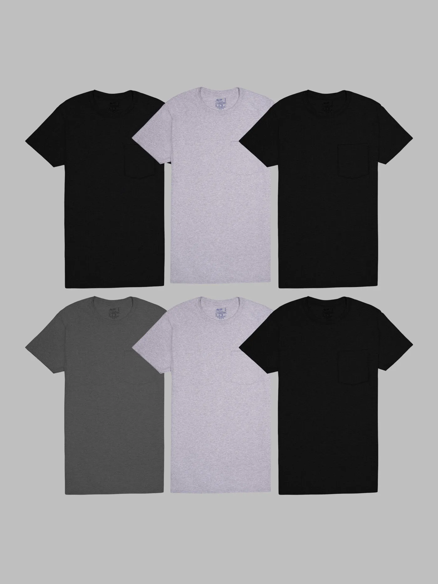 Men's Short Sleeve Fashion Pocket T-Shirt, Assorted Neutrals 6 Pack