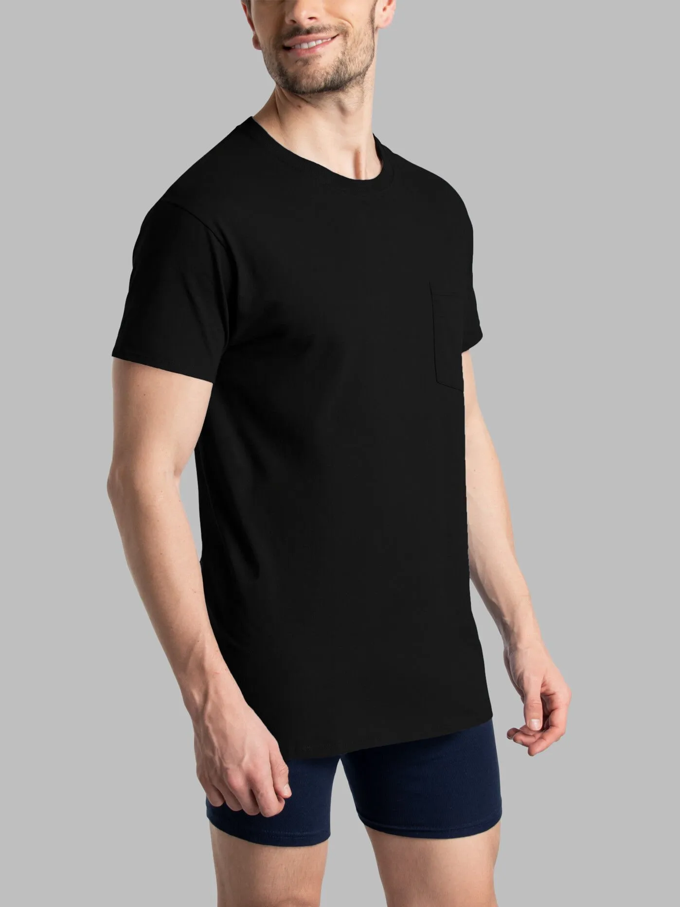 Men's Short Sleeve Fashion Pocket T-Shirt, Extended Sizes Assorted Neutrals 6 Pack