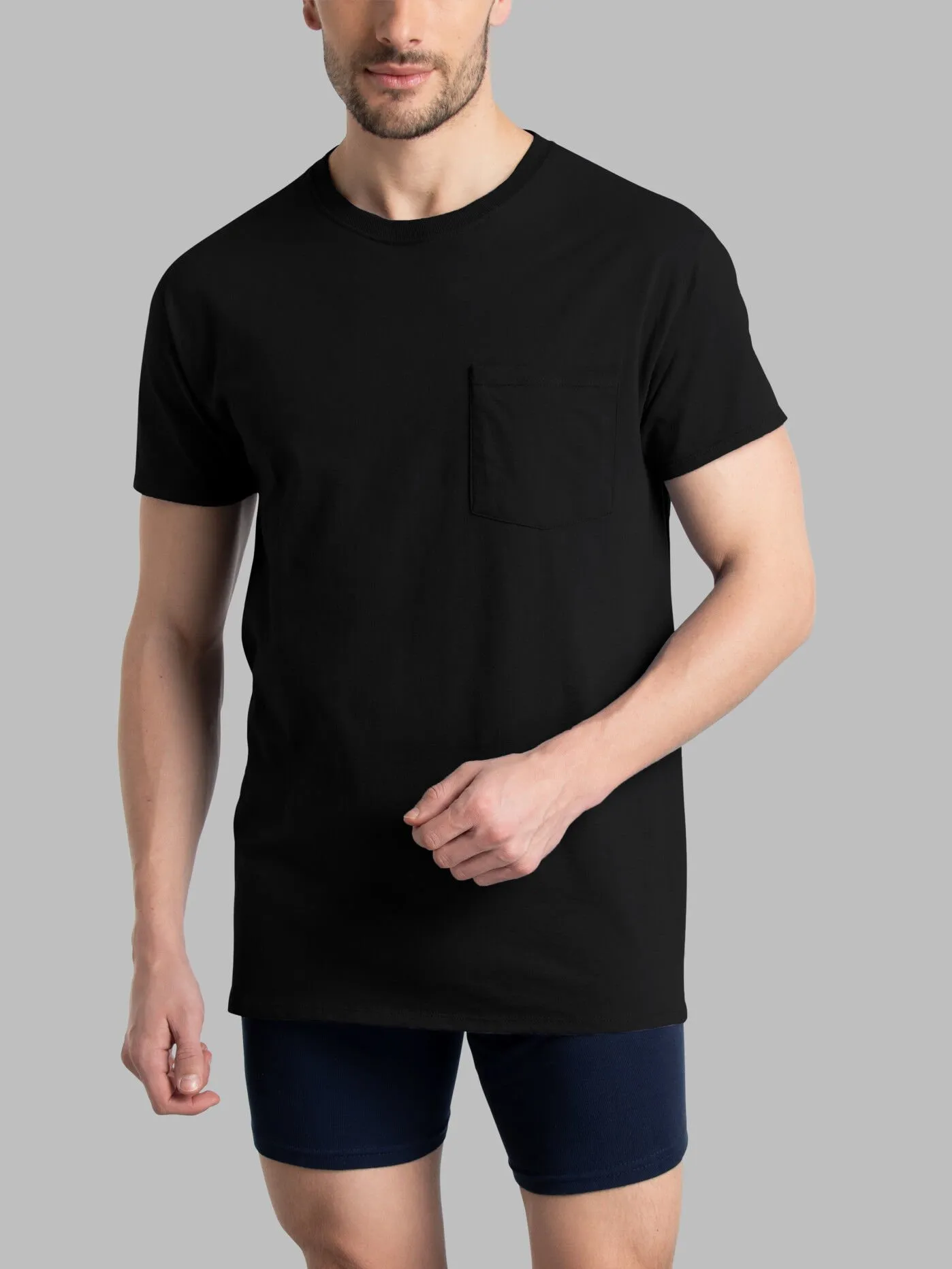 Men's Short Sleeve Fashion Pocket T-Shirt, Extended Sizes Assorted Neutrals 6 Pack