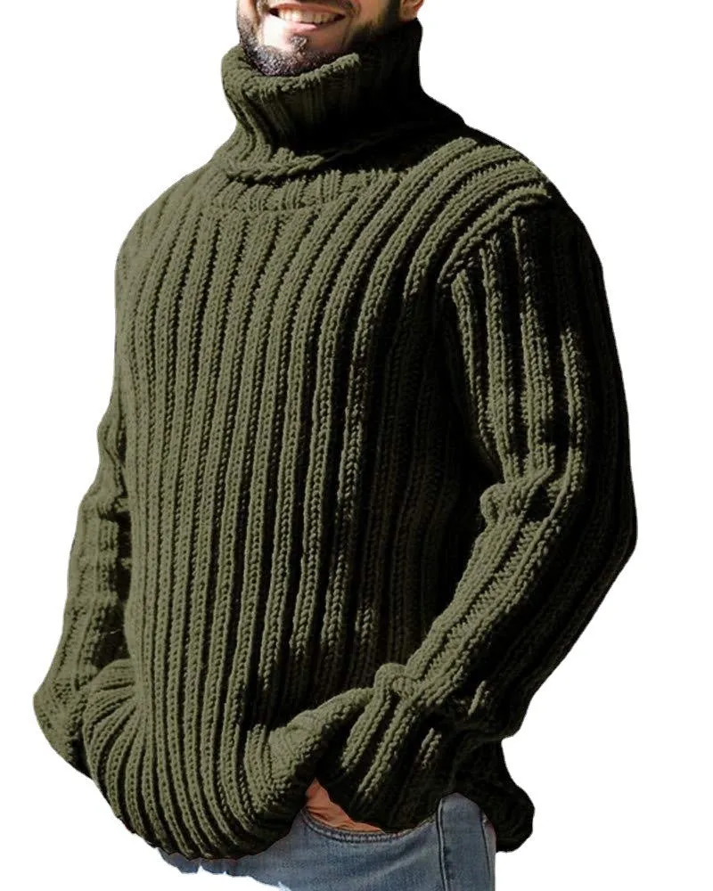 Men's Solid Color Slim Fit Knit Top Autumn And Winter New Sweater Fashion European And American Style