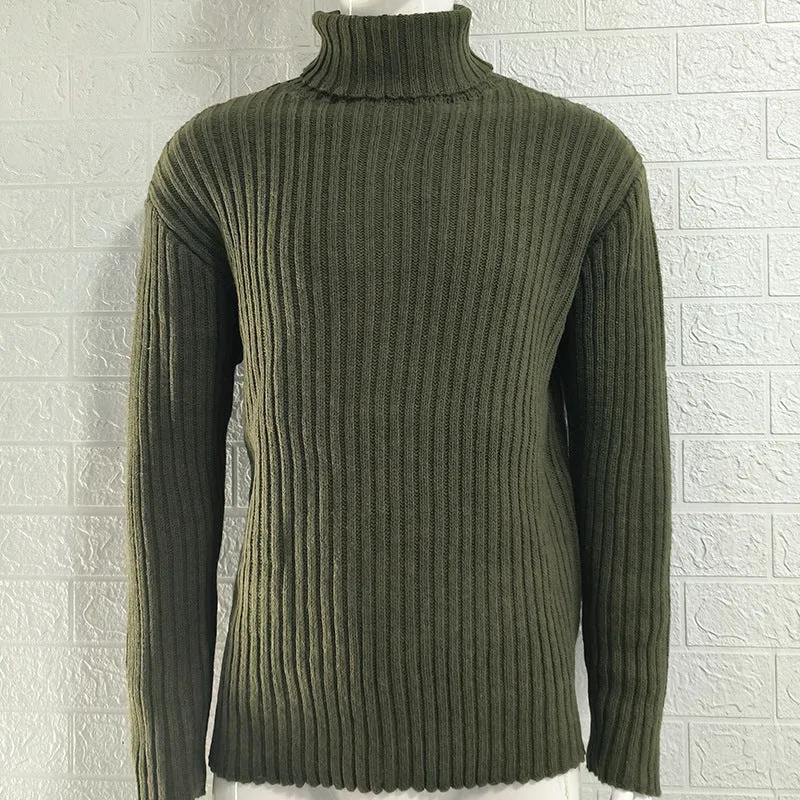 Men's Solid Color Slim Fit Knit Top Autumn And Winter New Sweater Fashion European And American Style