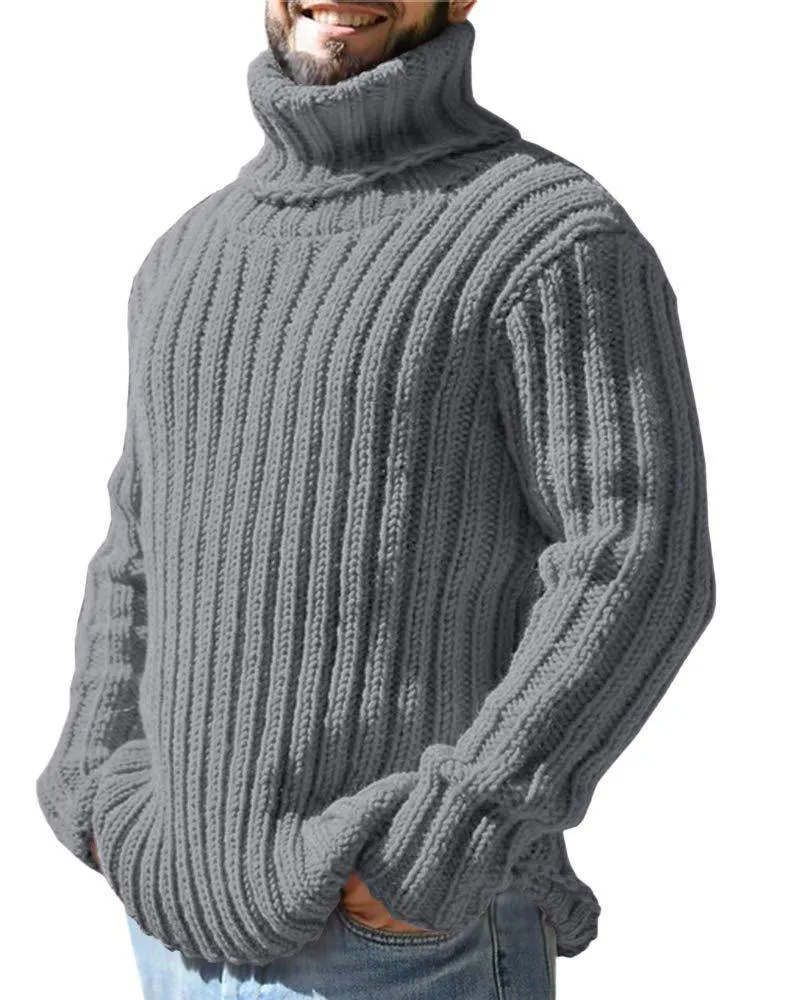 Men's Solid Color Slim Fit Knit Top Autumn And Winter New Sweater Fashion European And American Style