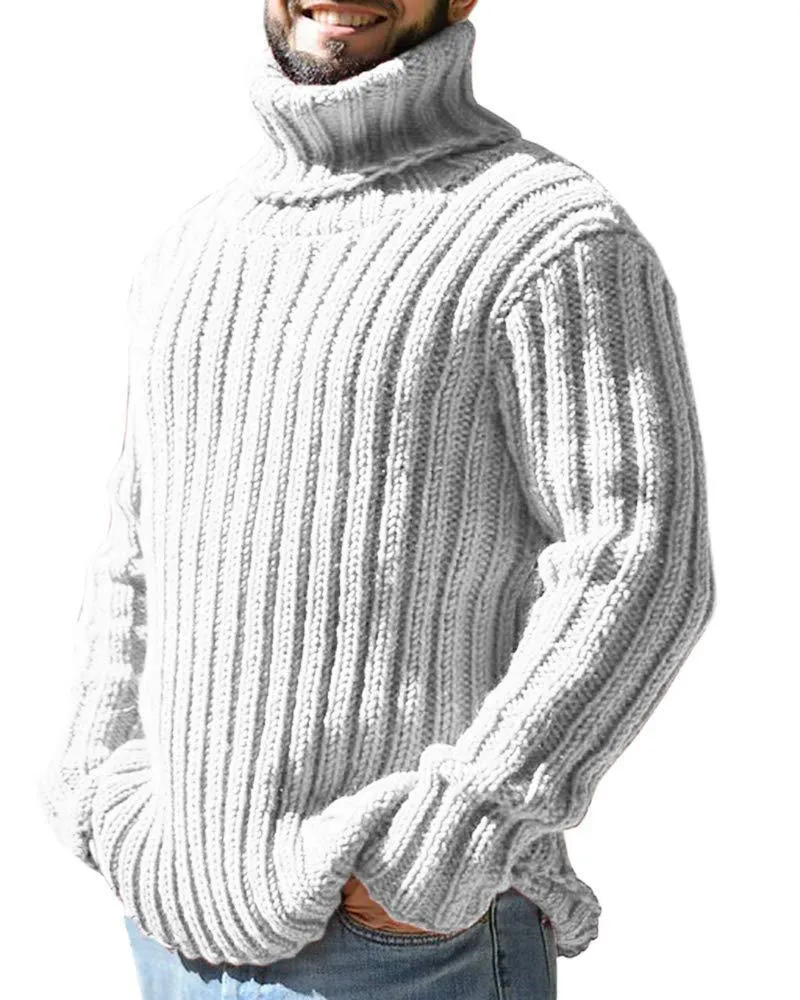 Men's Solid Color Slim Fit Knit Top Autumn And Winter New Sweater Fashion European And American Style