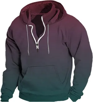 Mens Sweatshirt Vintage Corduroy Shirts Long Sleeve Button Stripe Printed Long Sleeve Half Zip Hooded Sweatshirt Top