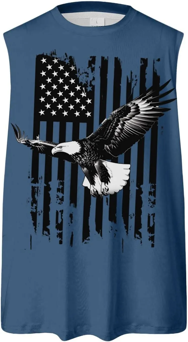 Mens Tank Tops Beach Summer Sleeveless American Flag Graphic Shirts Vacation 4th of July Patriotic Muscle Gym Tank Top