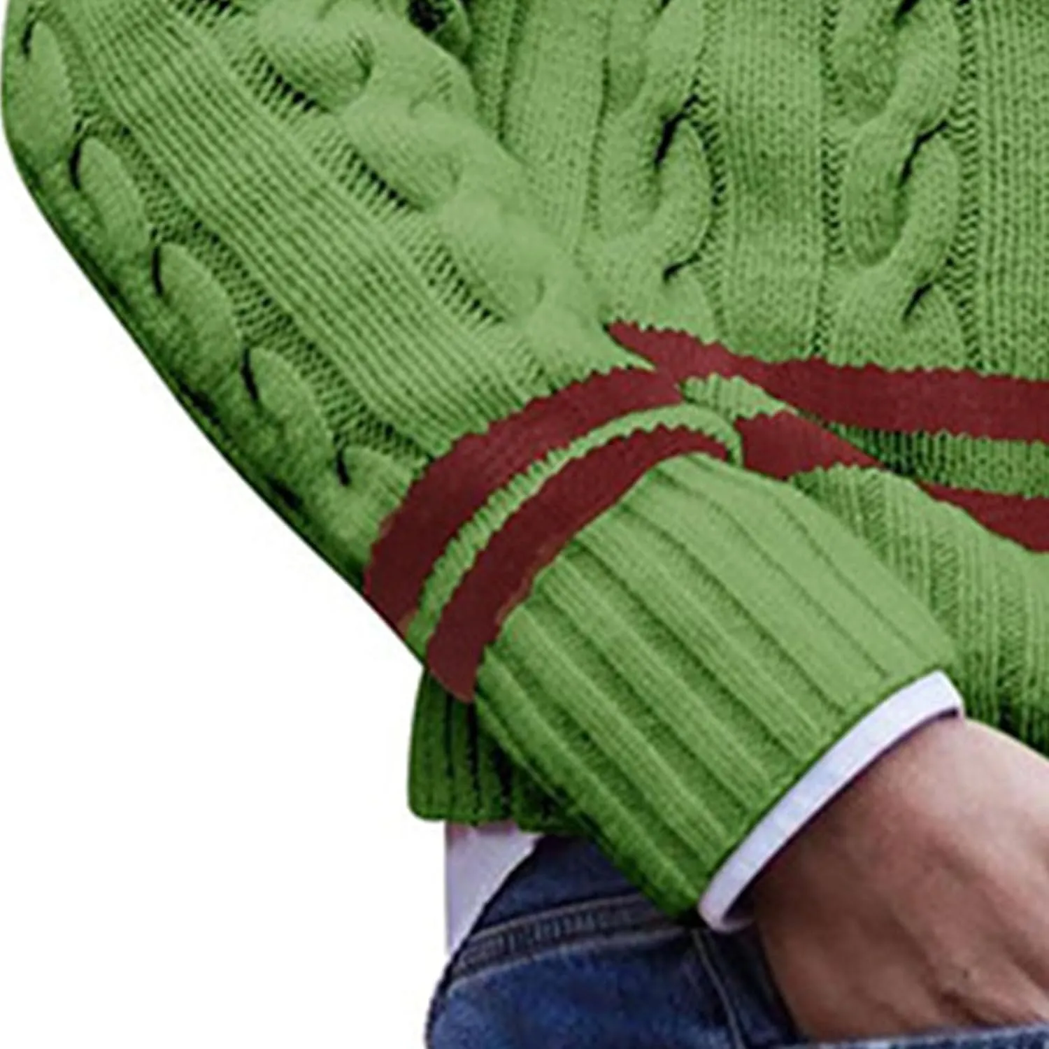 Men's V-Neck Color Matching Sweater Male Ribbed Knitted Cable Slim Fit Pullovers Man Color Block Ribbed Sweaters