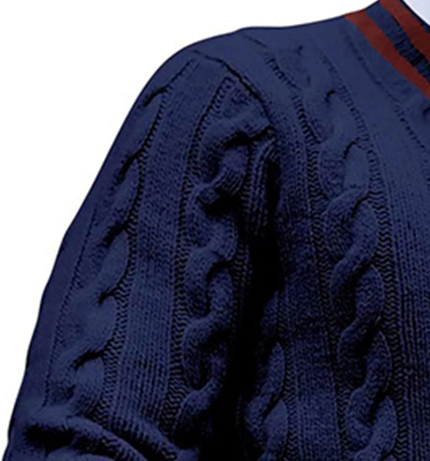 Men's V-Neck Color Matching Sweater Male Ribbed Knitted Cable Slim Fit Pullovers Man Color Block Ribbed Sweaters