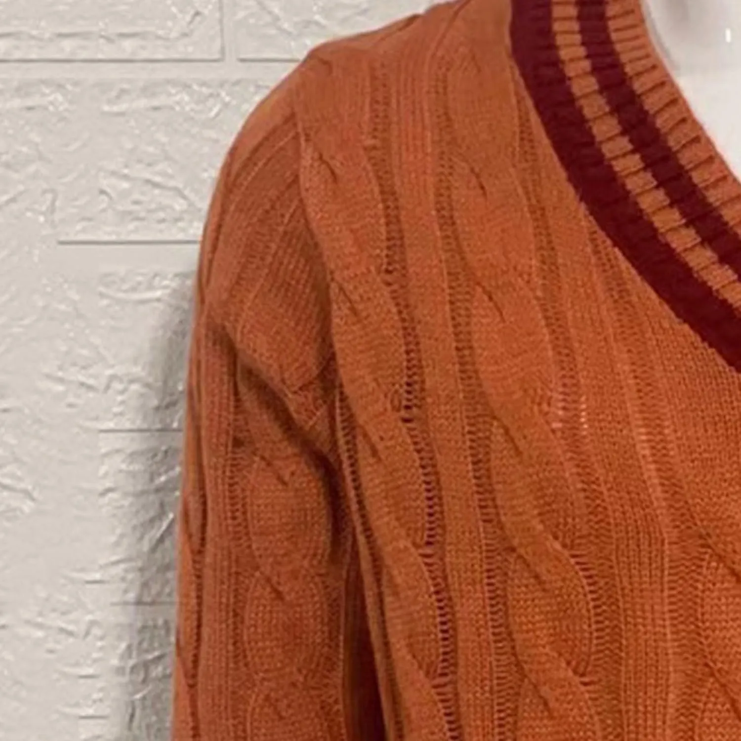 Men's V-Neck Color Matching Sweater Male Ribbed Knitted Cable Slim Fit Pullovers Man Color Block Ribbed Sweaters