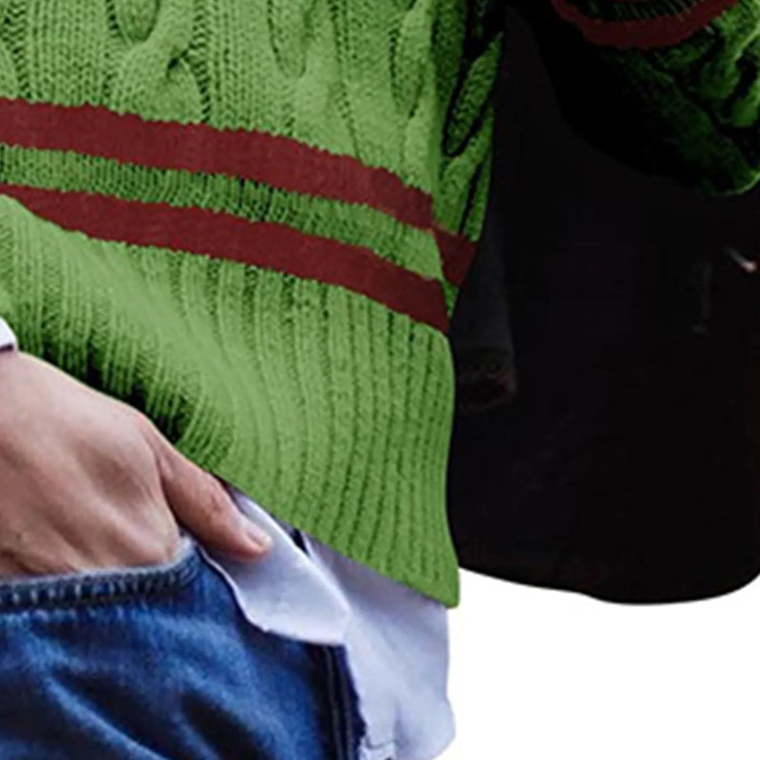 Men's V-Neck Color Matching Sweater Male Ribbed Knitted Cable Slim Fit Pullovers Man Color Block Ribbed Sweaters