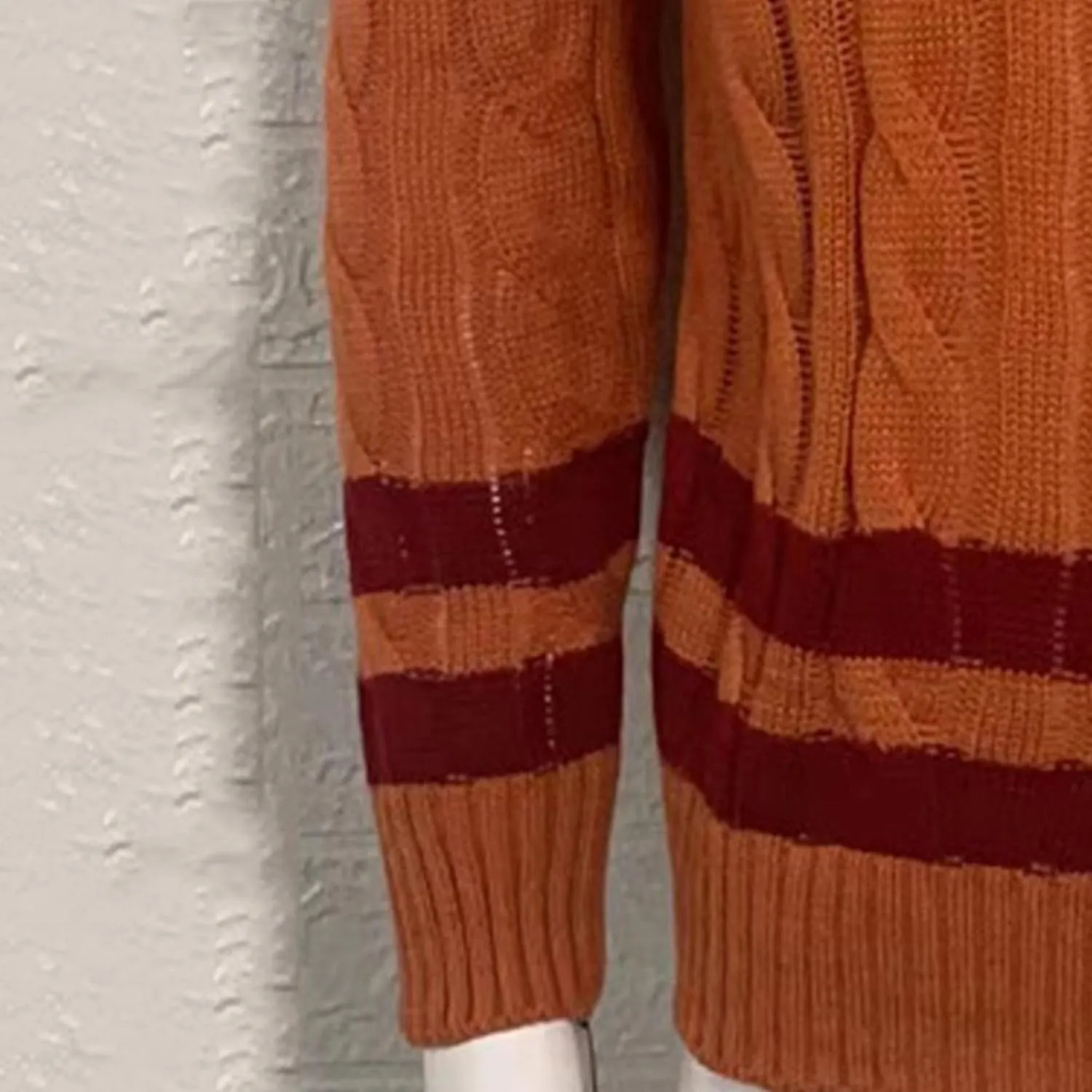 Men's V-Neck Color Matching Sweater Male Ribbed Knitted Cable Slim Fit Pullovers Man Color Block Ribbed Sweaters