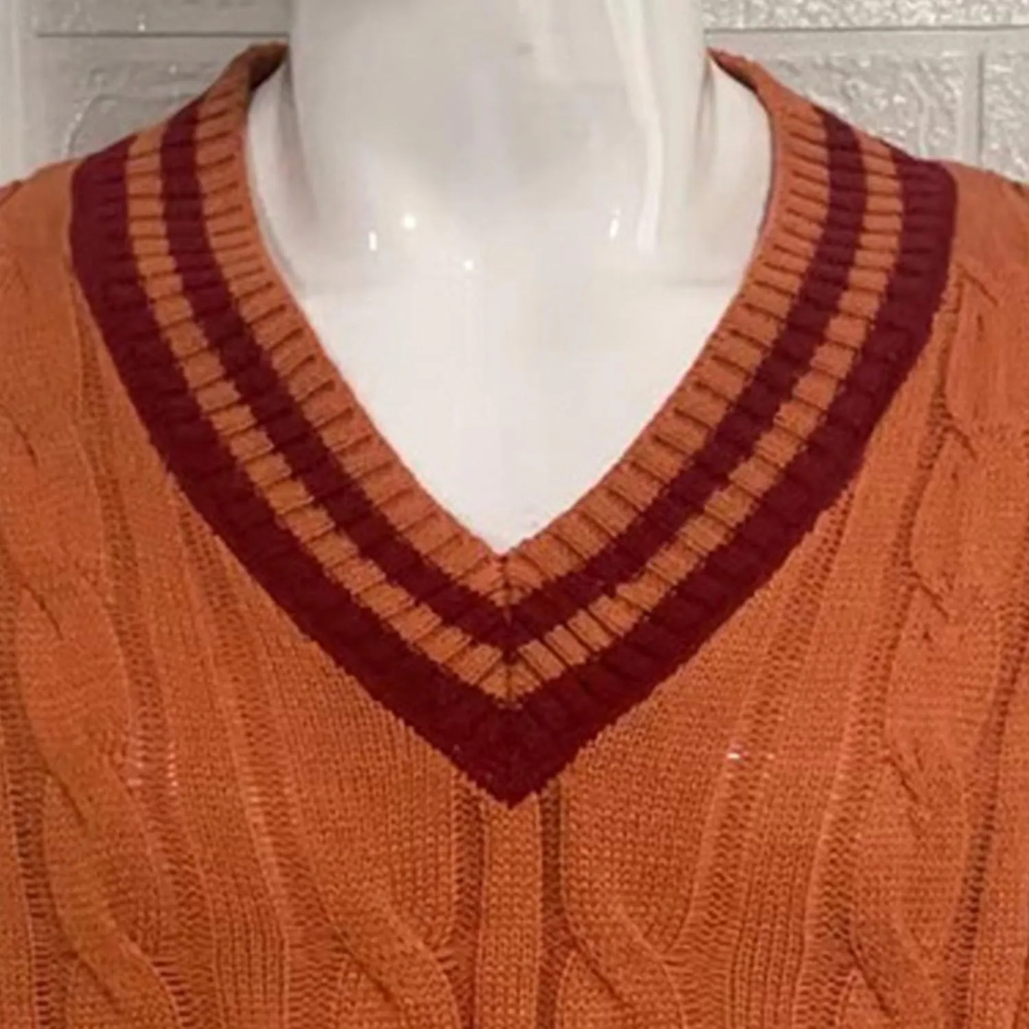 Men's V-Neck Color Matching Sweater Male Ribbed Knitted Cable Slim Fit Pullovers Man Color Block Ribbed Sweaters
